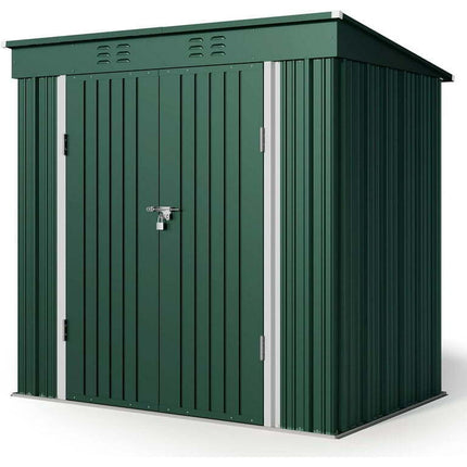 Lofka Outdoor Storage Shed with Double Lockable Doors and Base Frame, Green
