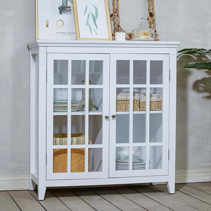 Houseinbox White Accent Cabinet, 36'' Multipurpose Storage Cabinet