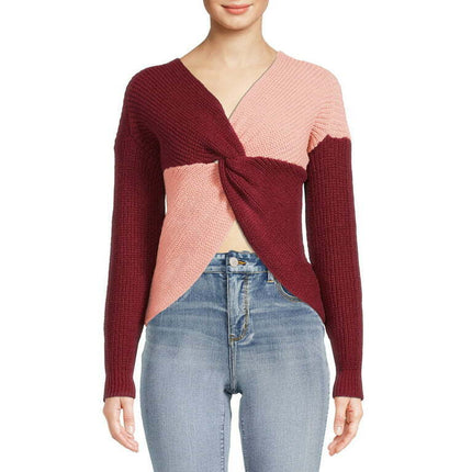 No Boundaries Juniors Twisted Front Sweater