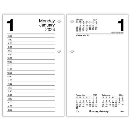 2024 AT-A-GLANCE 6" x 3.5" Daily Desk Calendar Refill White/Black (E717-50-24)