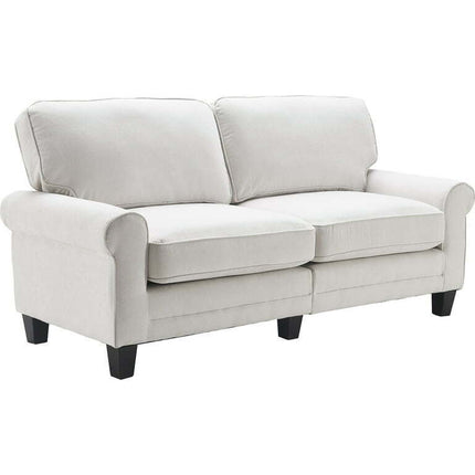 Serta Copenhagen Traditional Rolled Arm 73-inch Sofa, Cream White Fabric