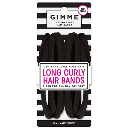 Gimme Long Curly Hair Bands, Black, 10 Ct
