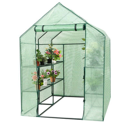 Costway Portable Mini Walk In Outdoor 2 Tier 8 Shelves Greenhouse
