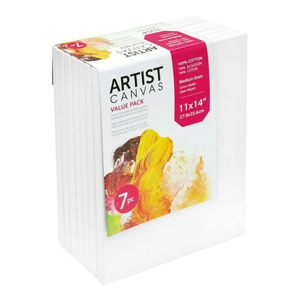 Studio Stretched Canvas, 100% Cotton Acid Free Canvas, 11"X14", 7 Pieces