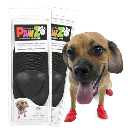 PawZ Rubber Dog Boots for Small Dogs 12pk x2, Small Black Dog Booties