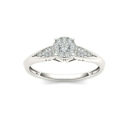 Imperial 1/6Ct TDW Diamond 10K White Gold Cluster Ring Engagement Ring