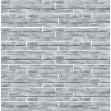 NextWall Brushed Metal Tile Peel and Stick Wallpaper