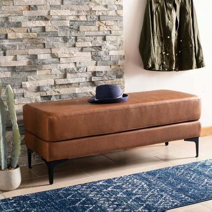SAFAVIEH Elise Rectangular Bench Brown / Black