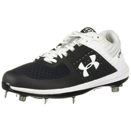 Under Armour Yard Low Men's Baseball Metal Cleats Spikes, Black-White, 13.5 M US