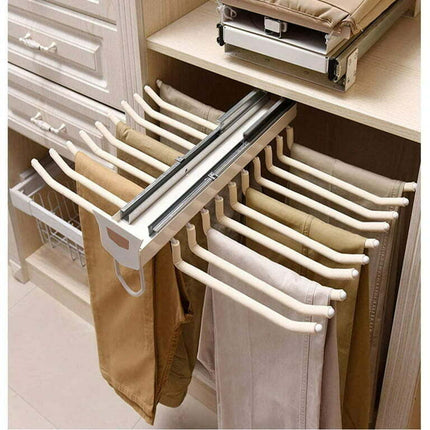 Nisorpa Pull-Out Pants Rack, 22 Arms Steel Trousers Hangers, Beige