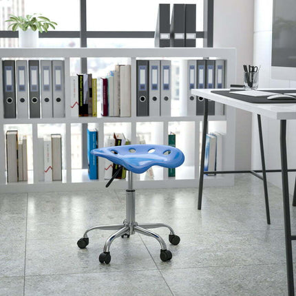 Flash Furniture Vibrant Bright Blue Tractor Seat and Chrome Stool