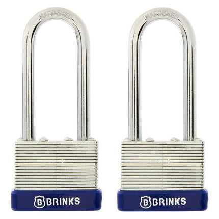 Brinks, Laminated Steel 40mm Keyed Padlock with 2 1/4in Shackle, 2 Pack