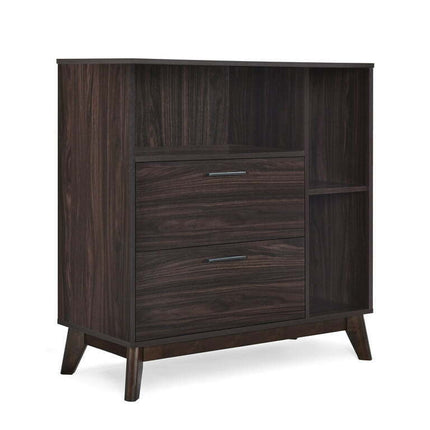 GDF Studio Deschutes Mid Century Modern 2 Drawer Cabinet, Walnut