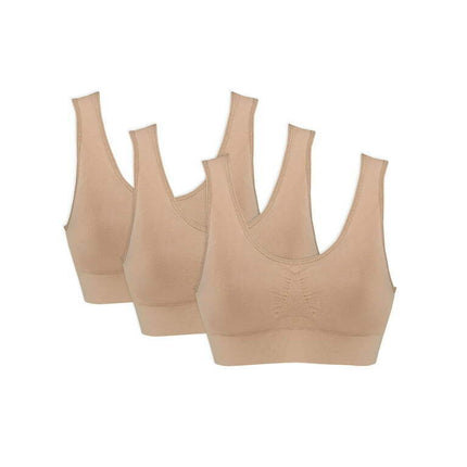Women's Genie Bra Seamless 3-Pack - Solid Color Comfort Sports Bras