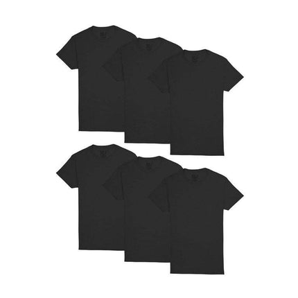 Fruit of the Loom Men's Black Crew Undershirts, 6 Pack, Sizes S-3XL
