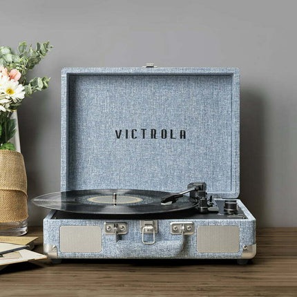 Victrola Journey+ Signature Bluetooth Suitcase Record Player- Blue