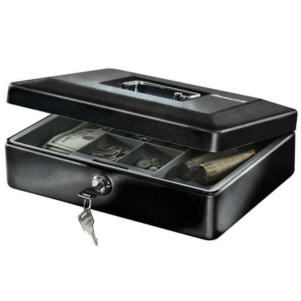 SentrySafe CB-12 Steel Cash Box with Key, 0.21 Cu. Ft., Black