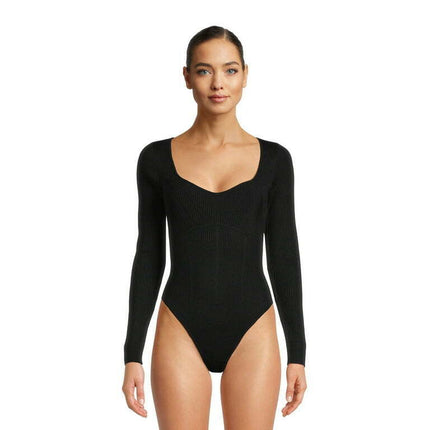 Wild Skye Women's Juniors Long Set-In Sleeve Sweetheart Neckline Bodysuit