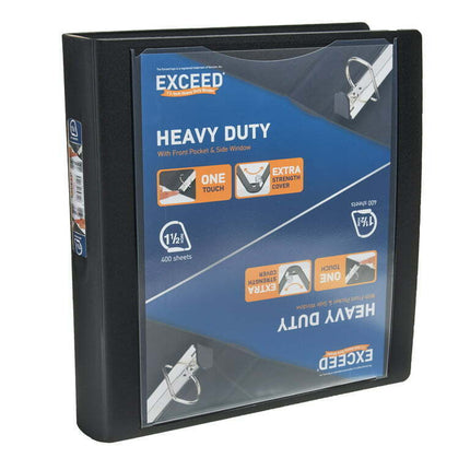 Exceed 3-Ring Heavy Duty Binder, 1.5” Black, Slant Ring