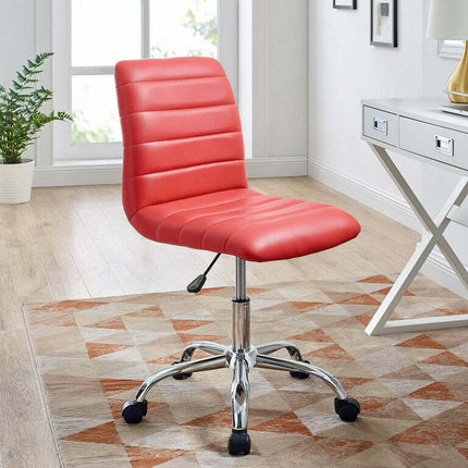 Modway Prim Armless Mid Back Office Chair in Red