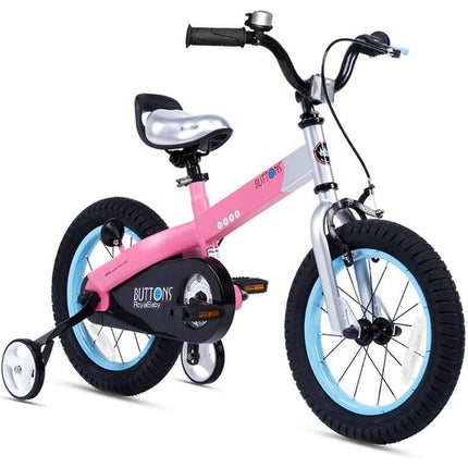 RoyalBaby Buttons Matte Pink 14 inch Kid's Bicycle With Training Wheels