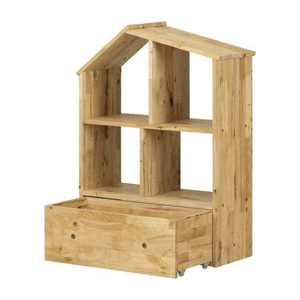 South Shore Sweedi, Scandinavian Bookcase with Storage Bin, Natural Wood