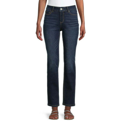 Time and Tru Women’s Mid Rise Straight Jeans, 29" Inseam for Regular, Sizes 2-18