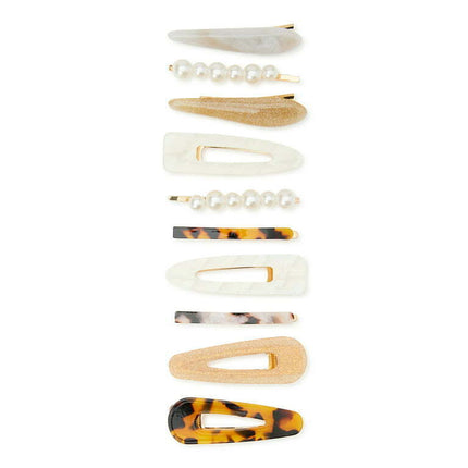 Time and Tru Women's 10 Pack Hair Clip Ivory Brown