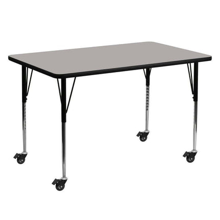 Emma + Oliver Mobile 30x60 Grey HP Laminate Adjustable Activity Table