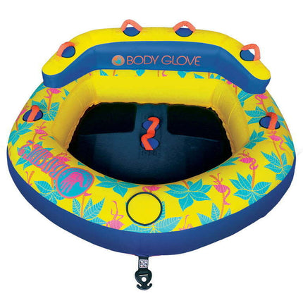 Body Glove Bayside 2 Person Yellow Water Skiing Inflatable Towable Tube