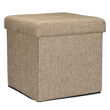 Simplify Faux Linen Folding Storage Ottoman Cube in Natural