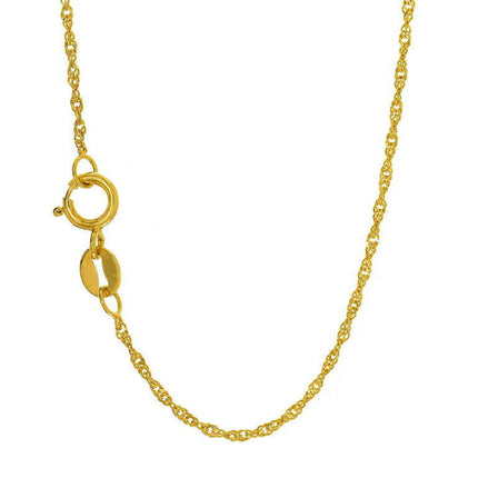 10K 16" Yellow Gold 1.0mm Diamond Cut Singapore Chain with Spring Ring Clasp