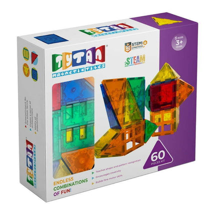 Tytan Tiles Magnetic Toy Tiles, 60 Pieces | Ages Children to Adult 3+
