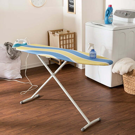 Honey Can Do T-Leg Ironing Board with Retractable Iron Rest, Blue and Yellow