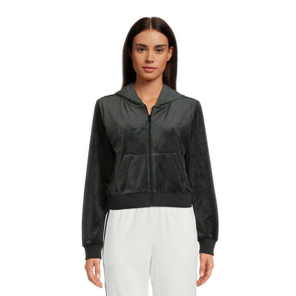 Avia Women’s Velour Long Sleeve Cropped Athleisure Full Zip Hoodie, Sizes XS-3XL