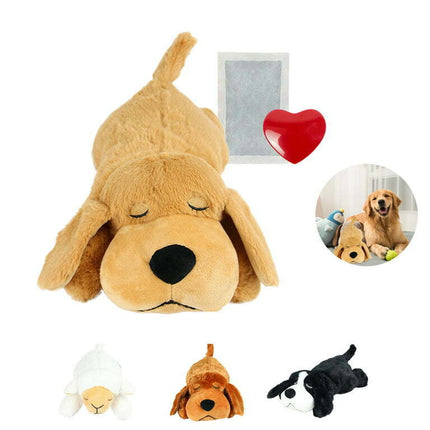 Vocheer Heartbeat Stuffed Toy - Pet Anxiety Relief and Calming Aid, Light Brown