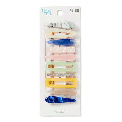 Time and Tru Women's Multi Hair Clips, 10-Pack Multi-Color