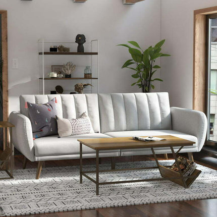 Novogratz Brittany Futon, Cool Gray Linen