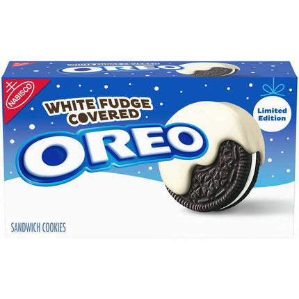 OREO White Fudge Covered Chocolate Sandwich Cookies, Holiday Cookies, 8.5 oz