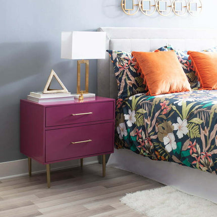 Galena 2-Drawer Nightstand, Raspberry