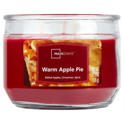 Mainstays Warm Apple Pie Scented 3-Wick Glass Jar Candle, 11.5 oz.