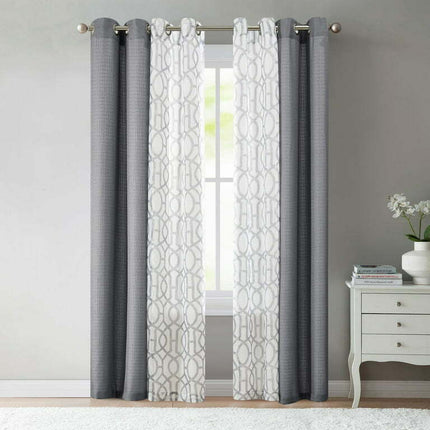 Mainstays Kingswood 4 Piece Curtain Set, 27.5x84, Grey Flannel