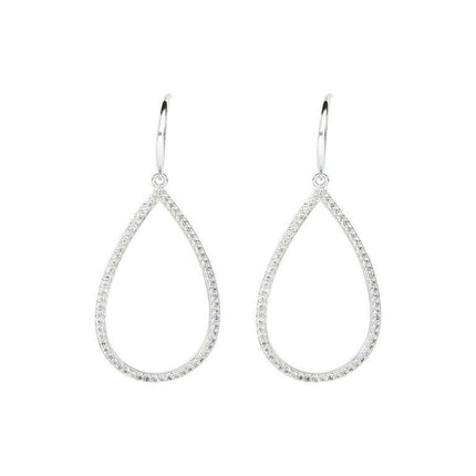 Believe By Brilliance Fine Silver Plated Cubic Zirconia Teardrop Wire Earring