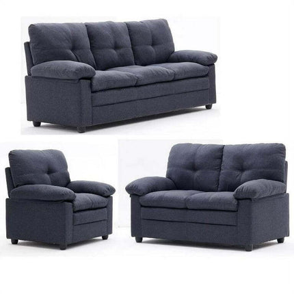 3 Piece 74" Sofa Set with 54" Loveseat and 32" Chair in Gray