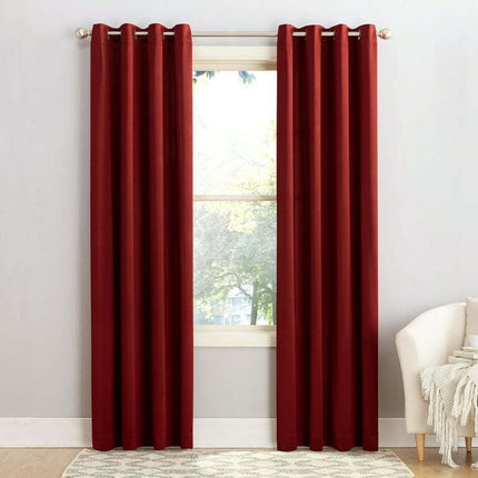 Sun Zero Madison Room-Darkening Grommet Curtain Panel, 54"x95", Brick Red