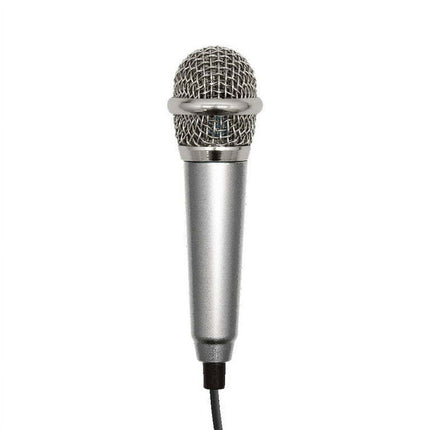 Selfie Stick Portable Mini Condenser Microphone With 3.5mm Aux Connector, Silver