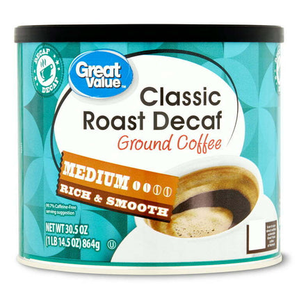 Great Value Classic Decaf Medium Roast Ground Coffee, 30.5 oz