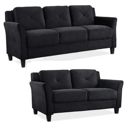 Home Square 2 Piece Living Room Set with Sofa and Loveseat in Black