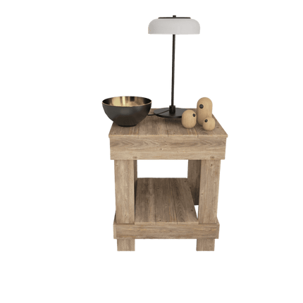 Woven Paths Reclaimed Wood Farmhouse Rustic Square End Table, Natual Brown