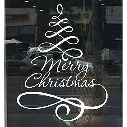 Decal ~ Christmas Decal ~ Merry Christmas Tree ~ Wall or Window Decal (White)